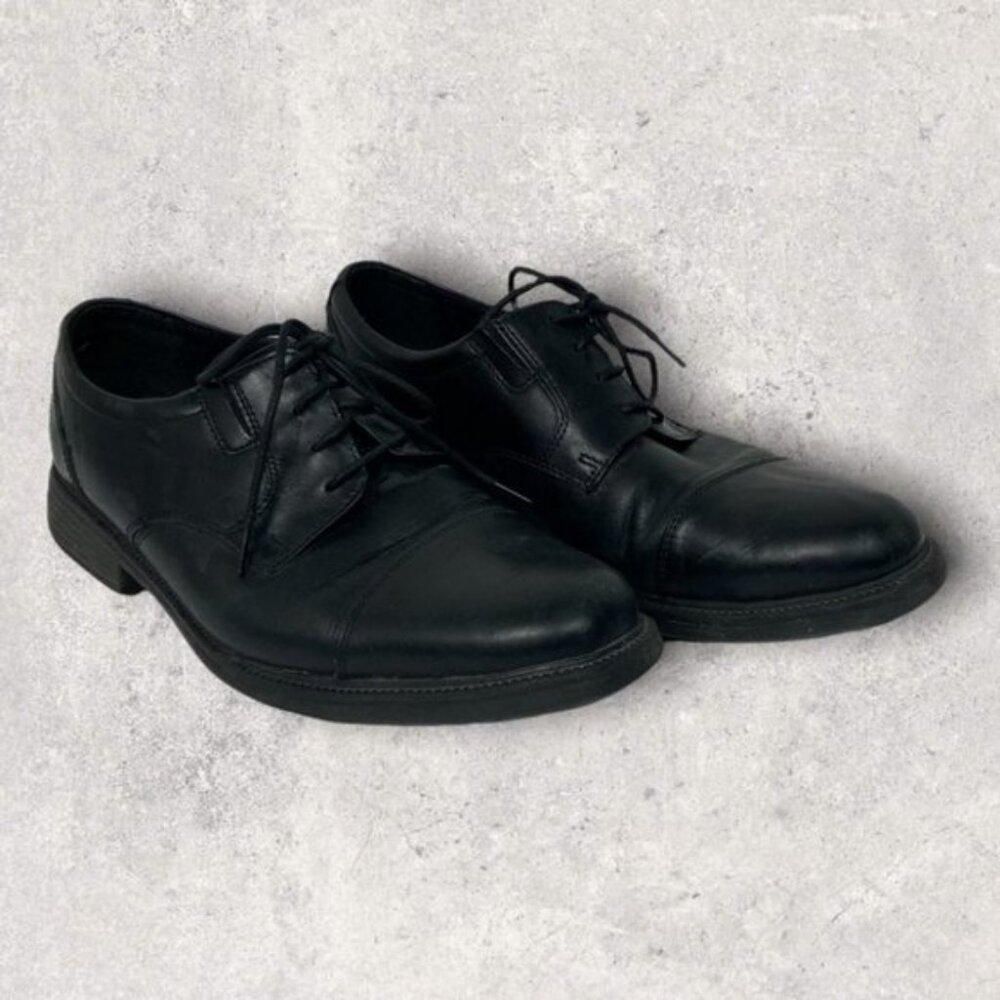 Bostonian Flexlite Oxford Leather Dress Shoes Mens Size 9 Black Cap Toe Rhodes - Picture 2 of 8